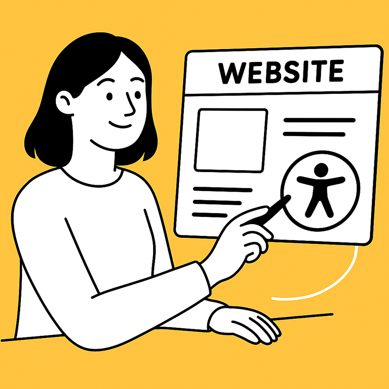 Productfoto: illustratie van een vrouw die een toegankelijke website ontwerpt